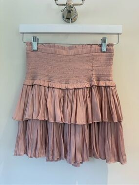 Smocked Ruffle Tiered Mini Skirt - Blush Pink